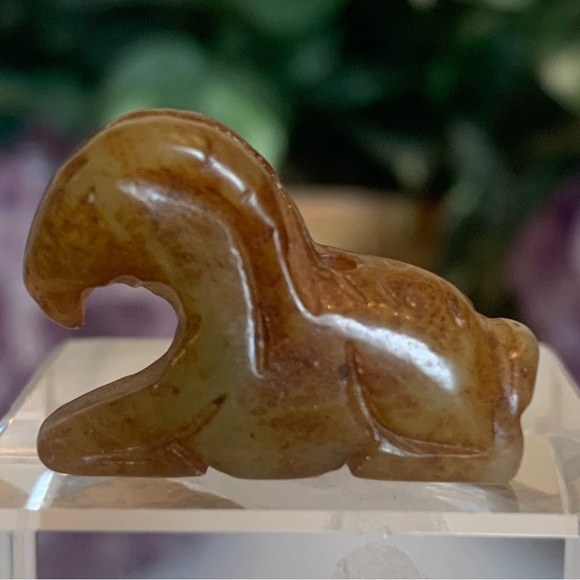 Handmade Other - Hand Carved Jade Chinese Zodiac Ram Drilled Animal Bead Stone Figurine 20th C.